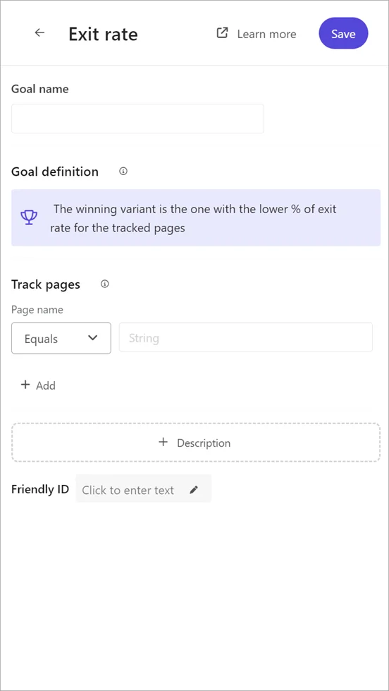 Adding an exit goal to an experiment in Sitecore Personalize.