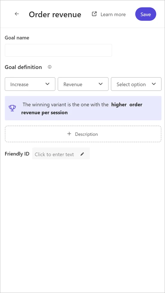 Adding a revenue goal to an experiment in Sitecore Personalize. Adding a revenue goal to an experiment in Sitecore Personalize.