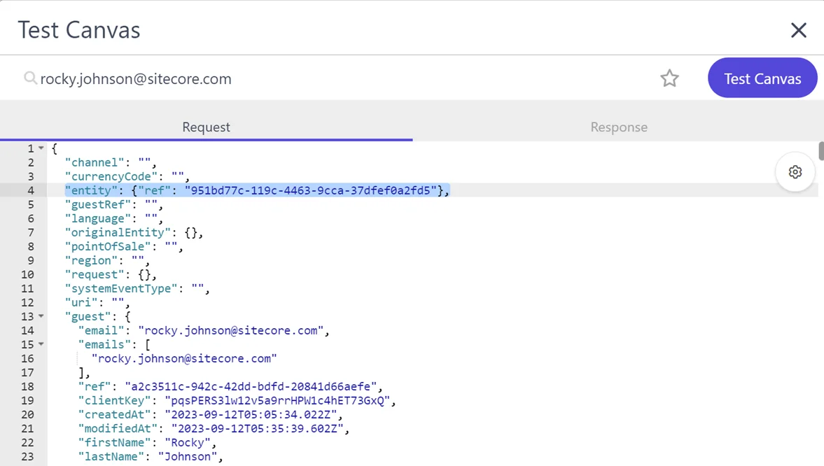 Testing a triggered experience by adding the reference of a guest session to the entity object. Testing a triggered experience by adding the reference of a guest session to the entity object.