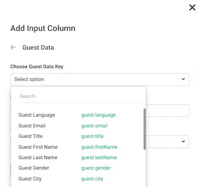 Selecting the input source for an input column in a decision table.