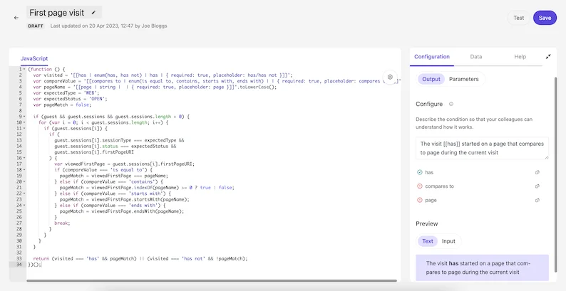 Configuring a condition