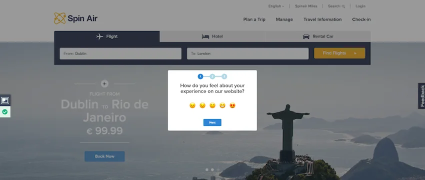 Viewing a feedback modal