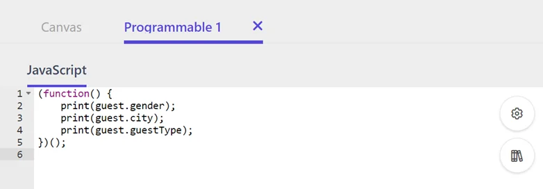 Adding print statements in a programmable component to print guest data.