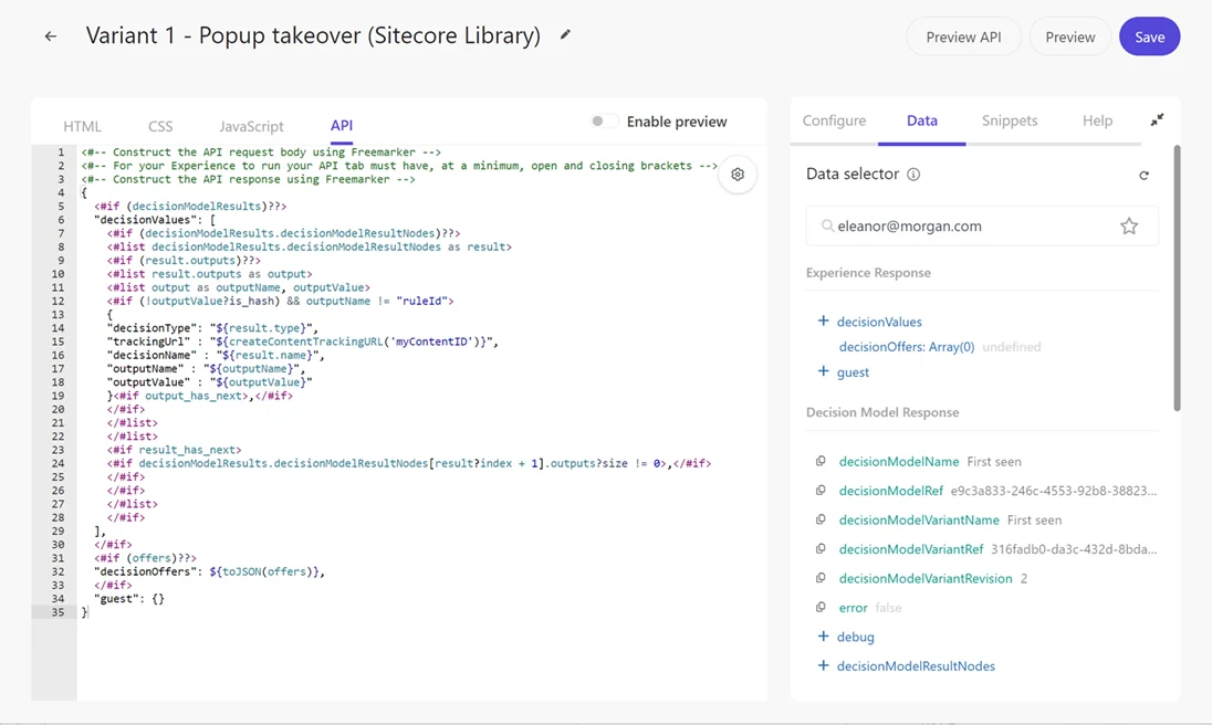 Copying experience response to the API request. Copying experience response to the API request.