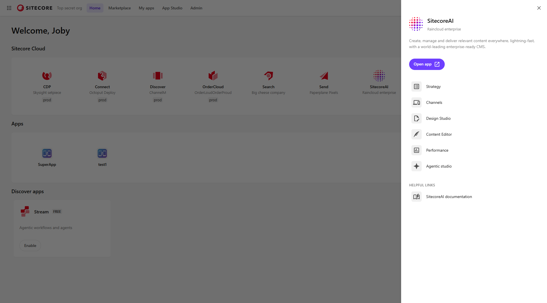 The right-hand app pane.