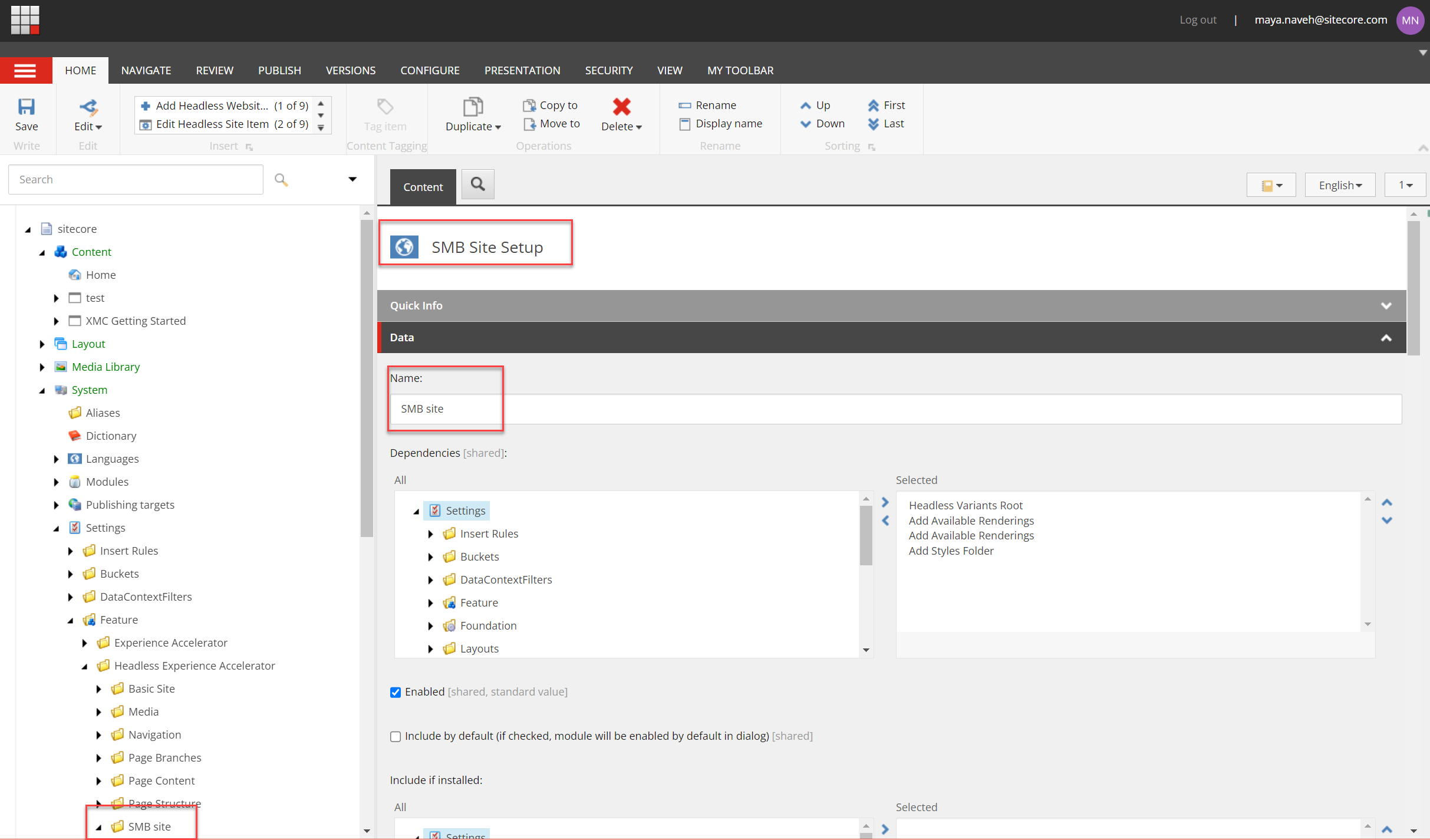 The site setup item in the new scaffolding for an XM Cloud site template