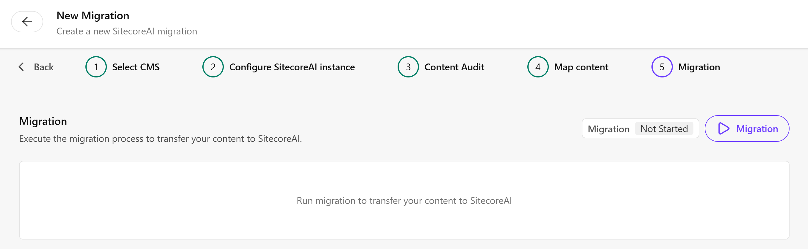 The last step - step 5 - of the migration wizard