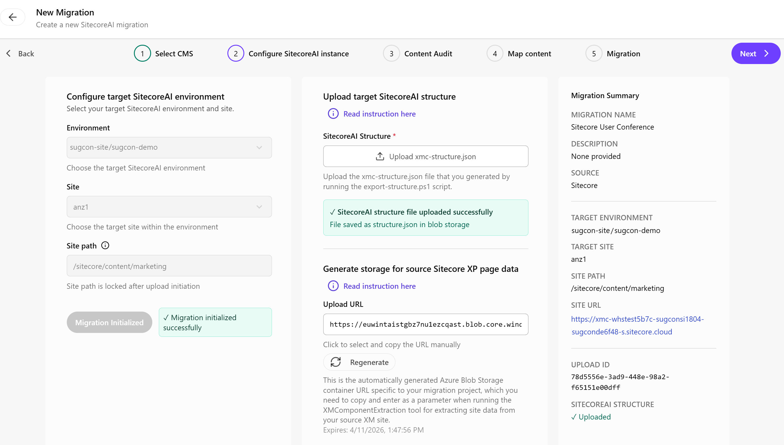 Upload URL field
