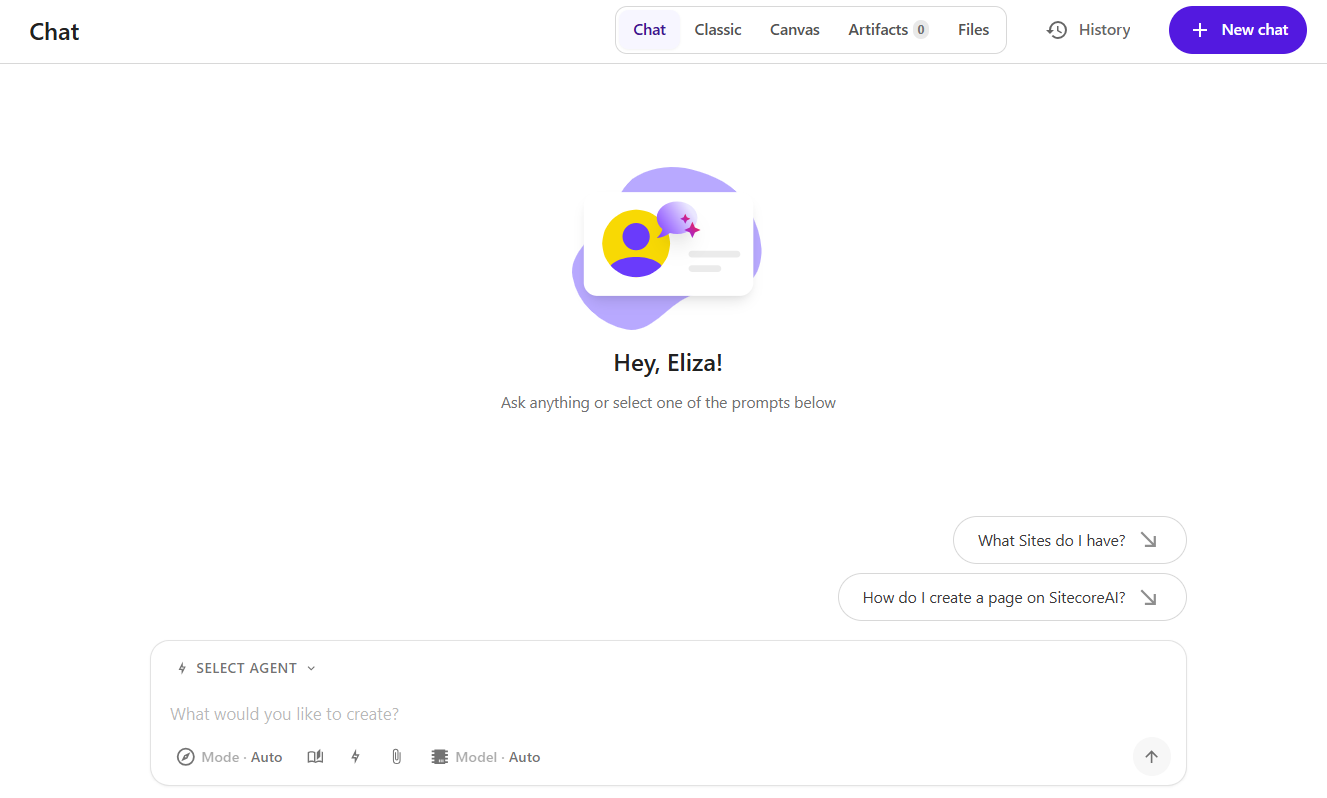 The chat interface on the Chat page