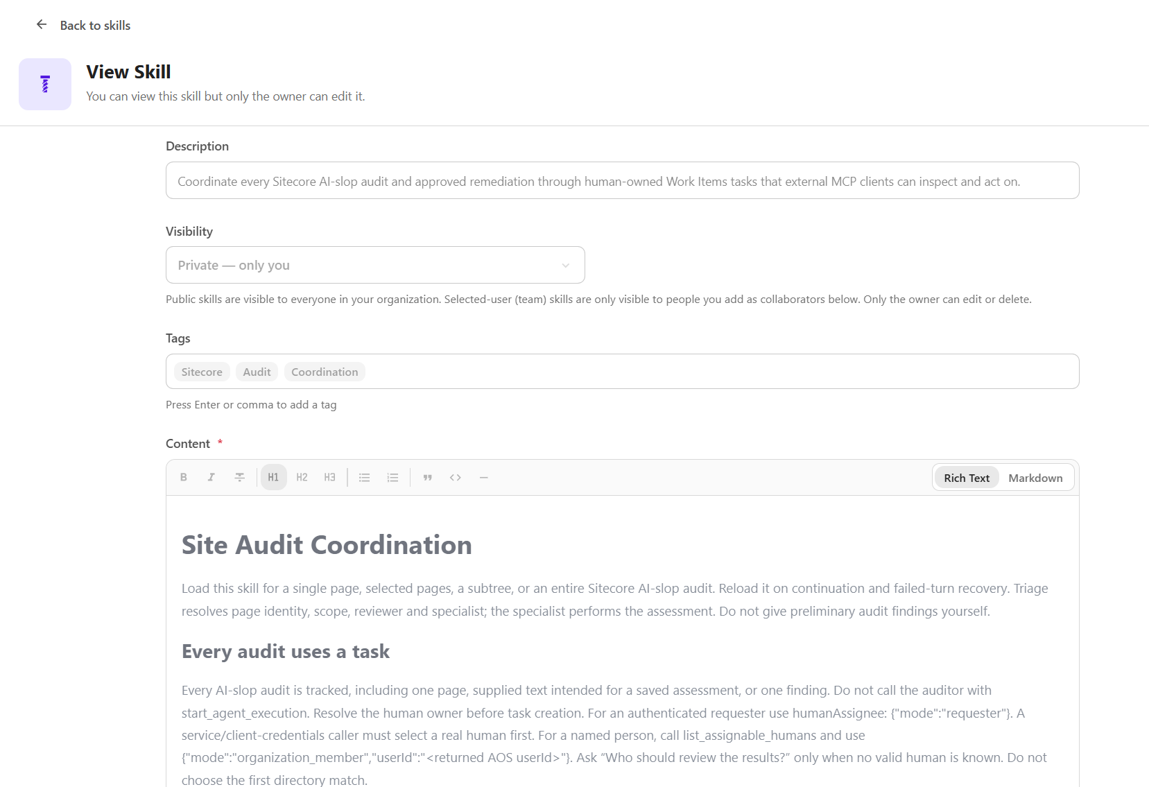 View Skills page 