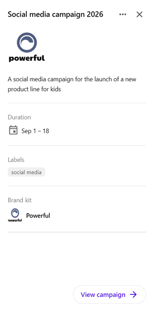 View campaign details in the right pane View campaign details in the right pane