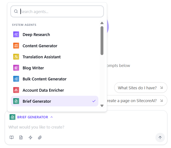 Select the the agent to to use. Select the the agent to to use.