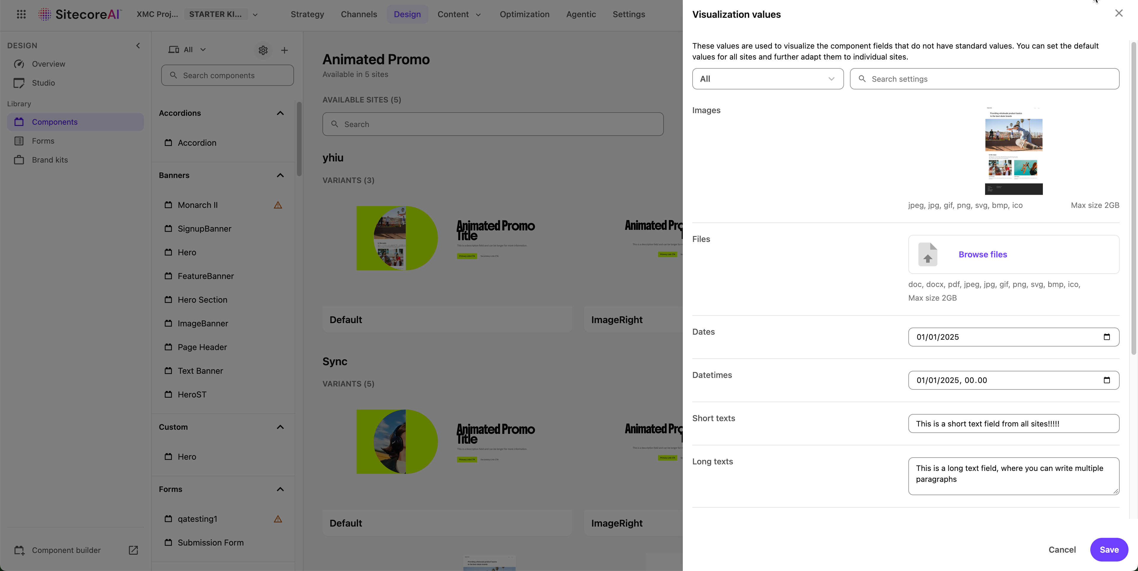 Visualization values in the Design studio