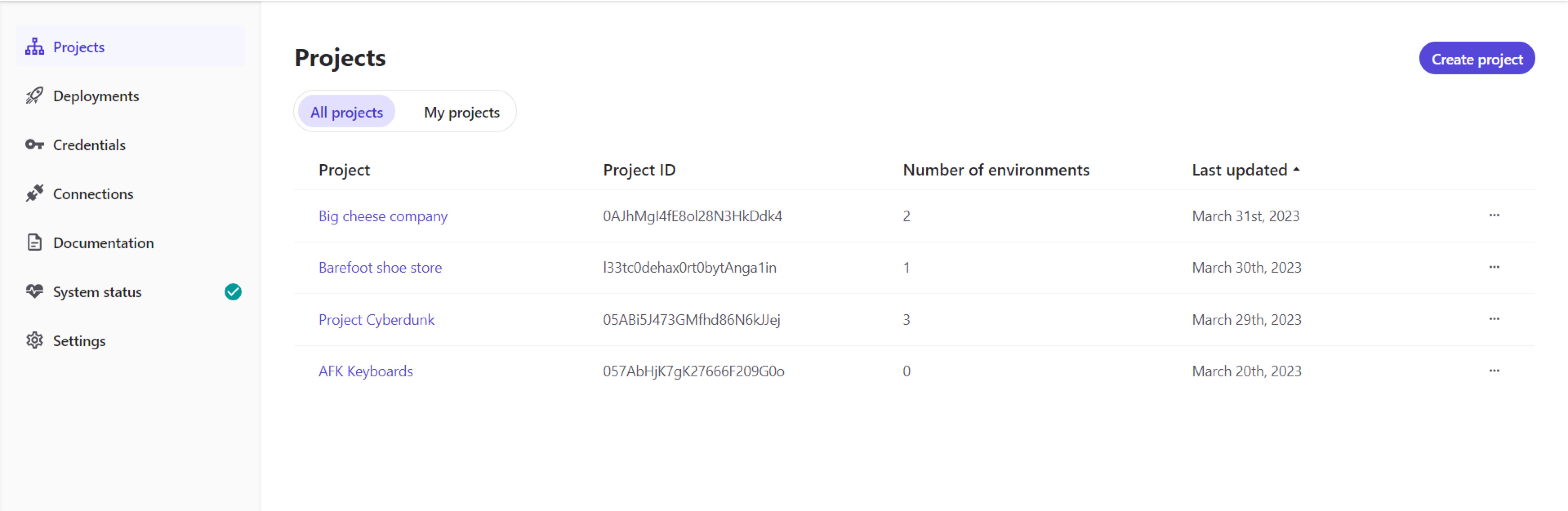 The Deploy app home page.
