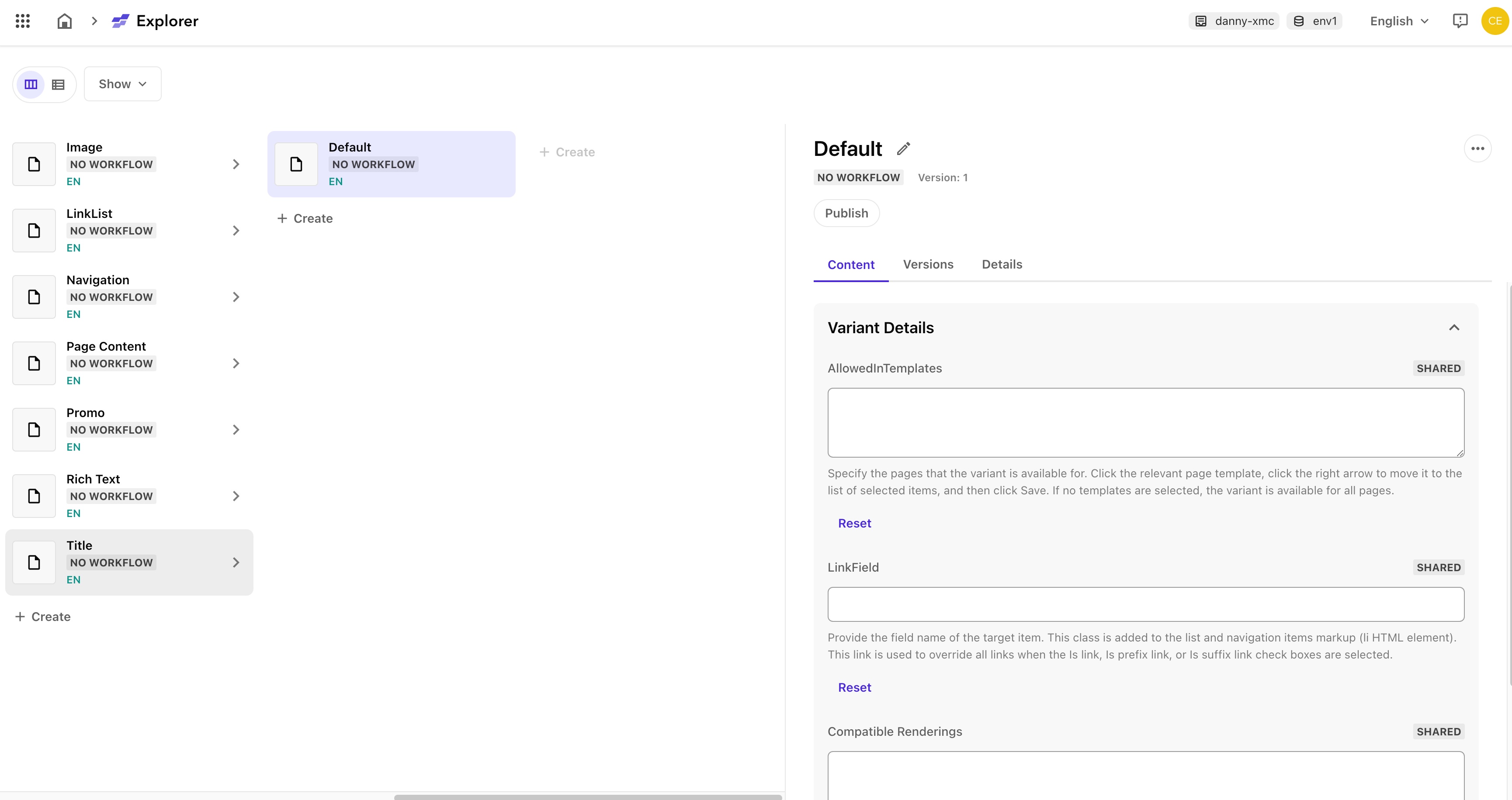 Items in Explorer