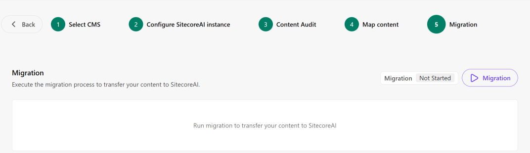 The last step - step 5 - of the migration wizard