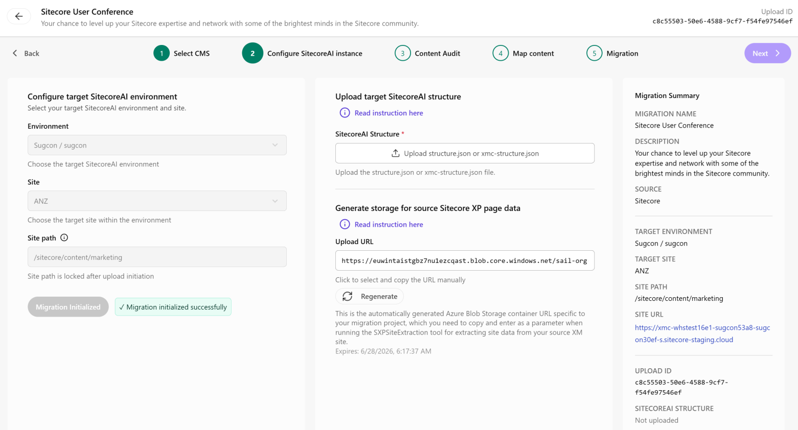Upload URL field Upload URL field