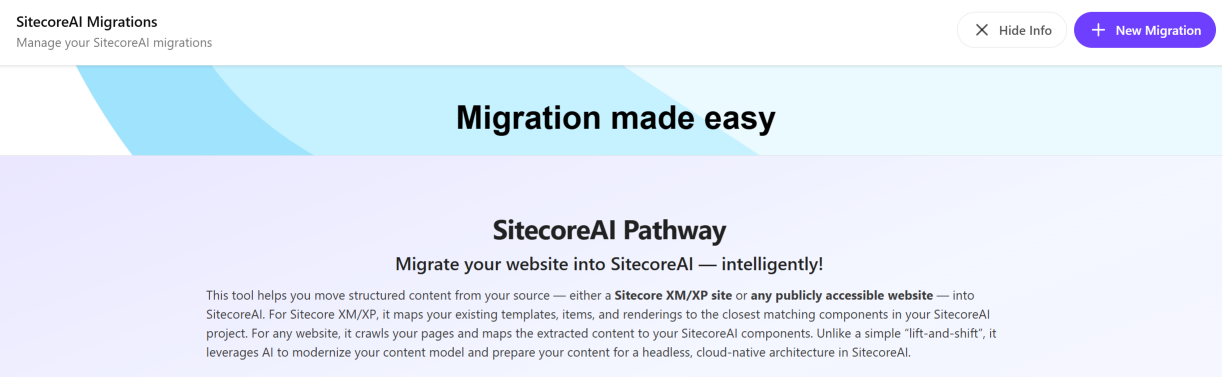 Welcome page for the SitecoreAI Pathway app Welcome page for the SitecoreAI Pathway app