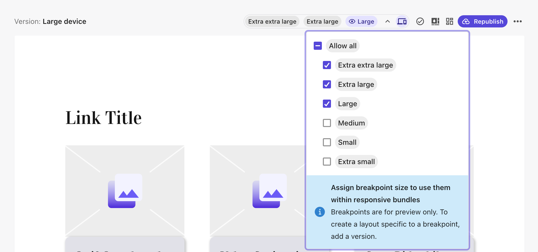 Setting breakpoints for a version Setting breakpoints for a version