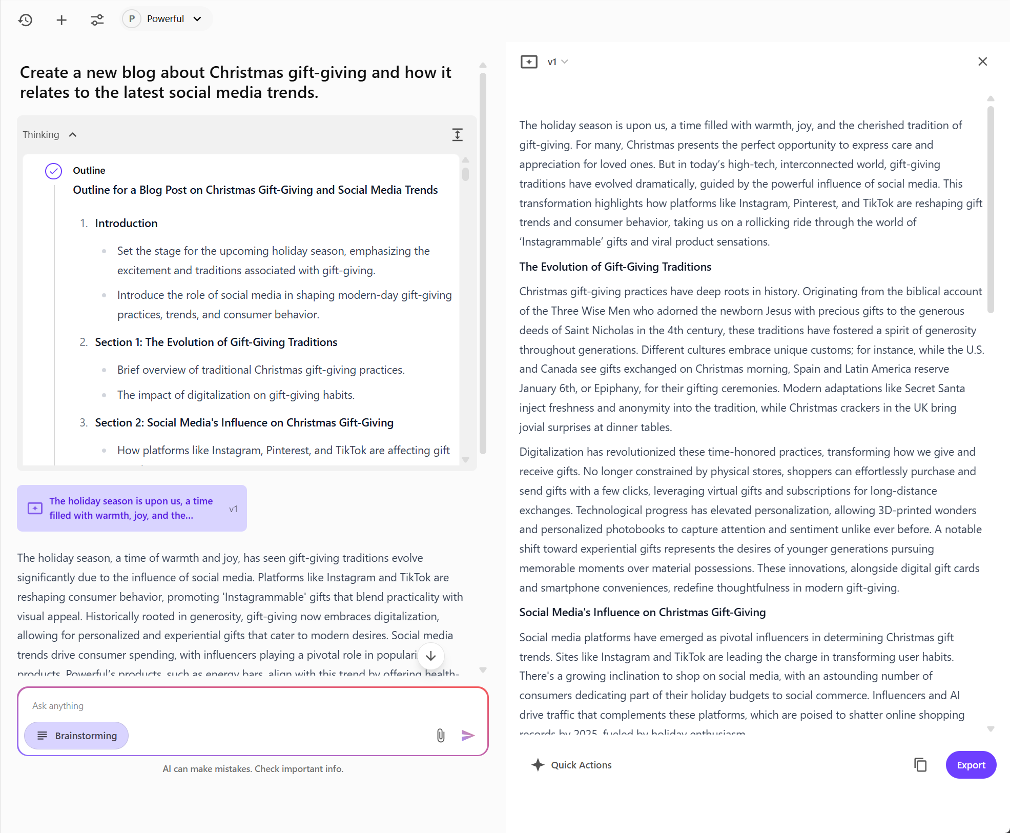 The generated response includes details of the thinking process, a summary, sources, and follow-up questions. The generated response includes details of the thinking process, a summary, sources, and follow-up questions.