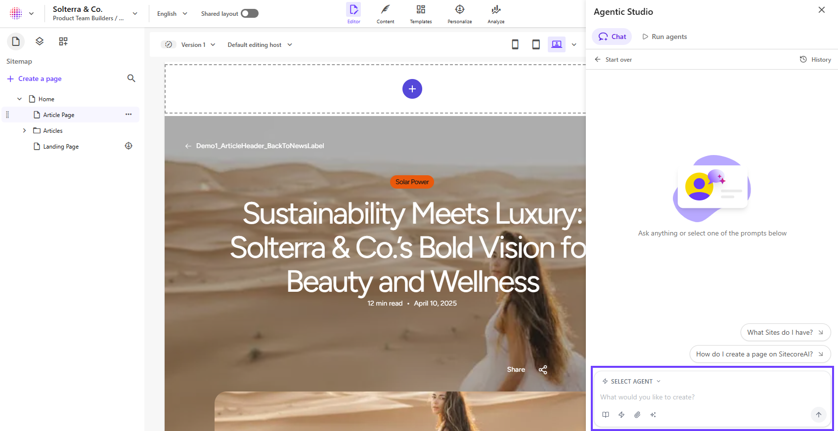 Chat interface in Page builder Chat interface in Page builder