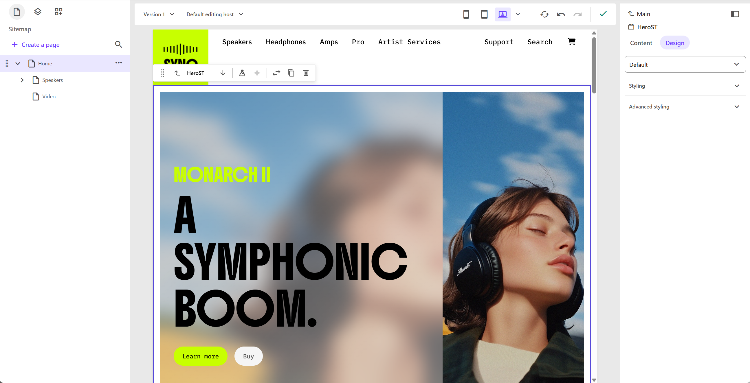 Selecting a component on a page and using the context toolbar to create an A/B test. Selecting a component on a page and using the context toolbar to create an A/B test.