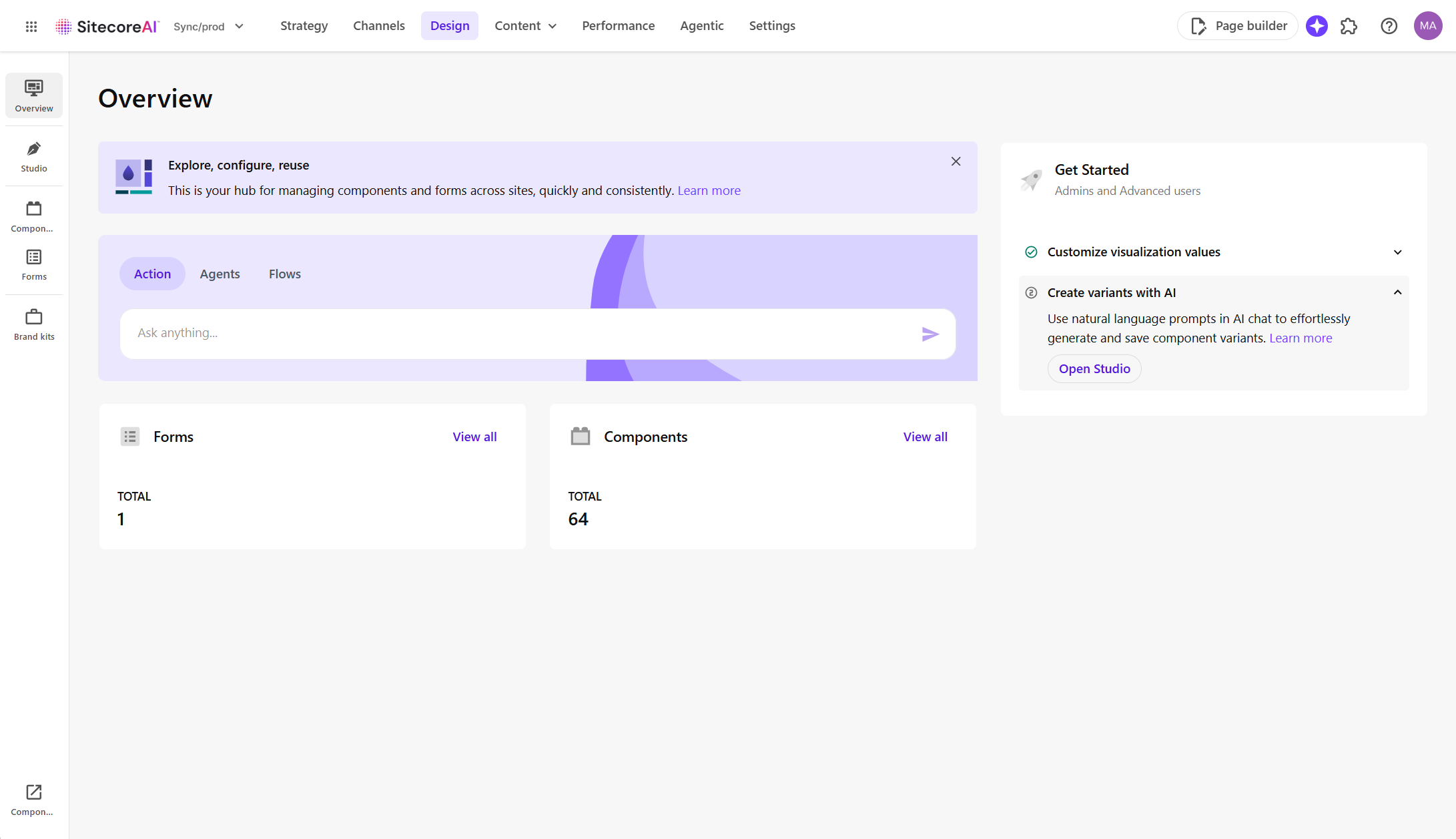 Screenshot of the Design tab.