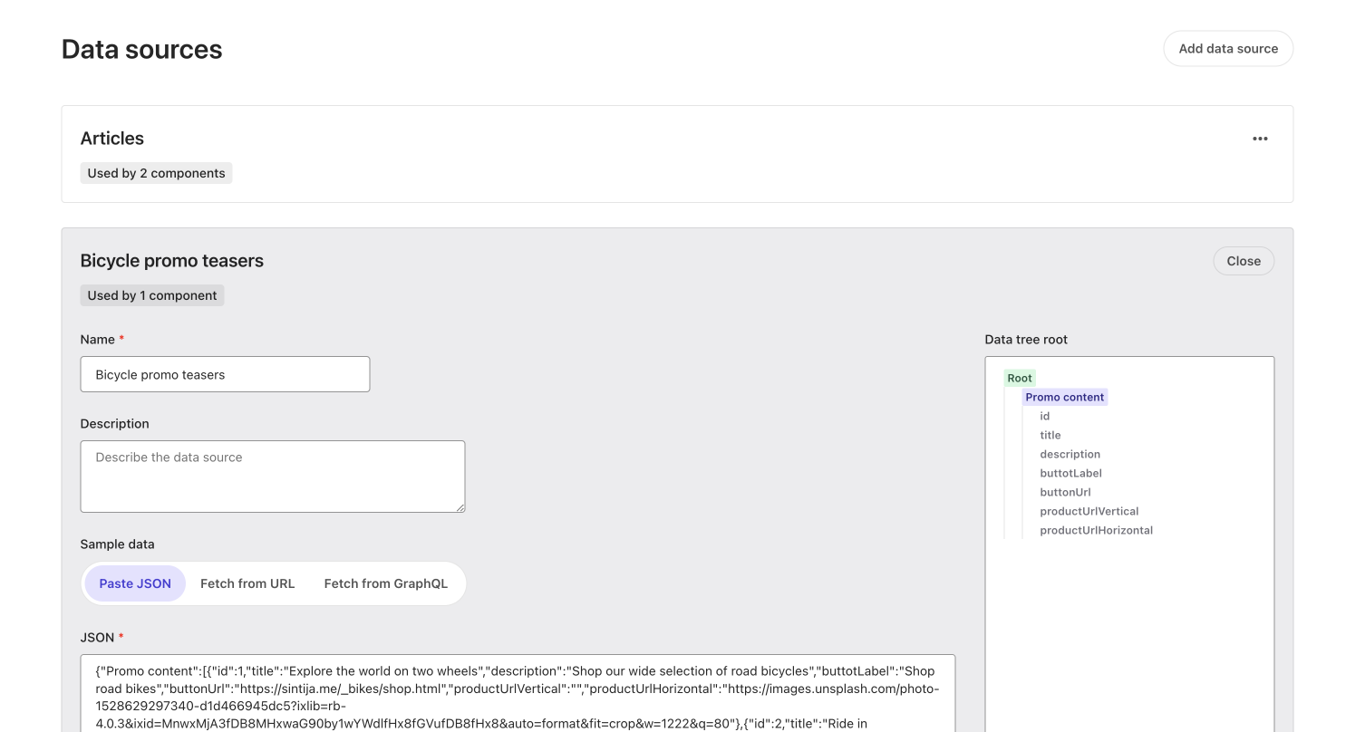Screenshot of the Data Sources page Screenshot of the Data Sources page