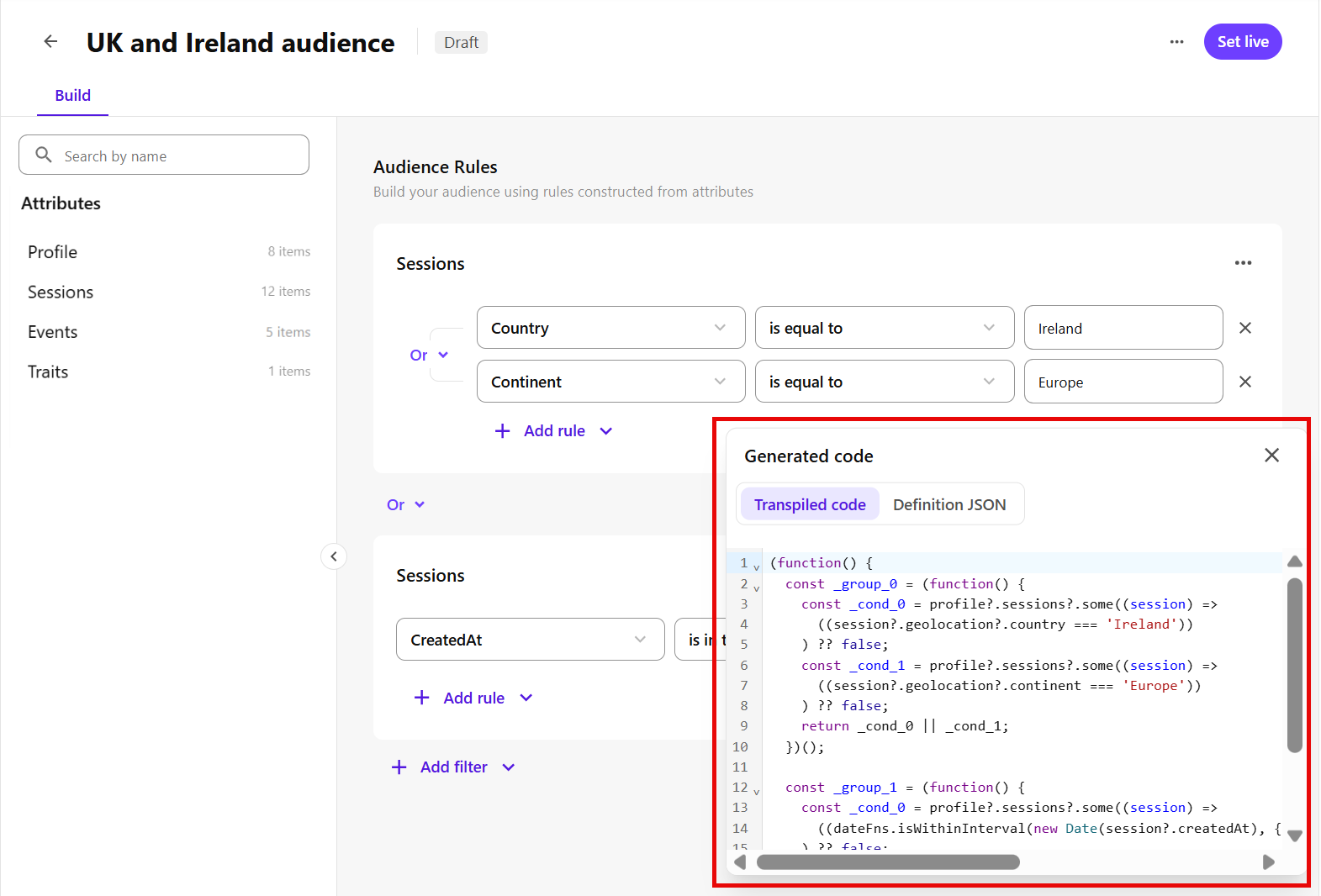At the top-right of the page, click the horizontal ellipsis icon, then click View code to open the Generated code dialog At the top-right of the page, click the horizontal ellipsis icon, then click View code to open the Generated code dialog