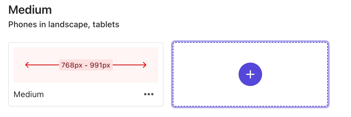 Screenshot of a collection of breakpoints in the Styles library Screenshot of a collection of breakpoints in the Styles library
