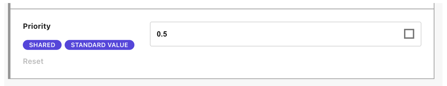 Screenshot of a field that has a standard value tag. Screenshot of a field that has a standard value tag.