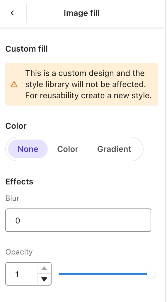 Screenshot showing the configuration option for one-off customization of an element feature. Screenshot showing the configuration option for one-off customization of an element feature.