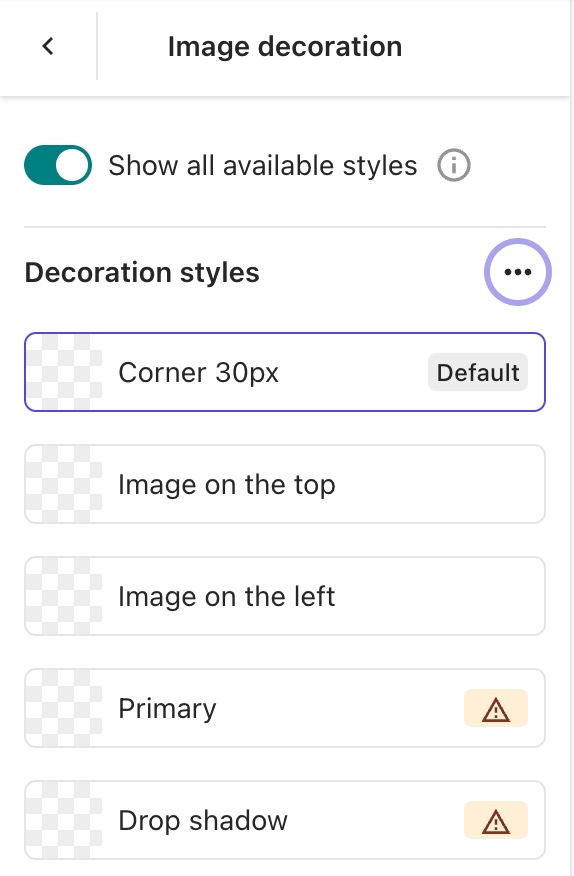 Screenshot of the different feature style options Screenshot of the different feature style options