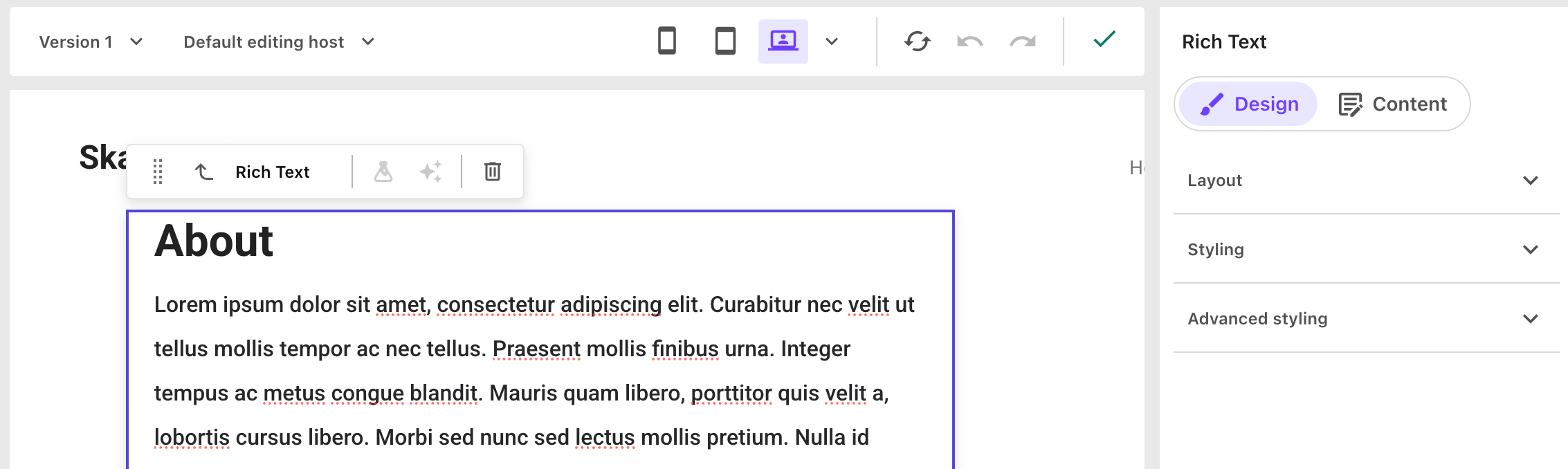 The parent element to the text field is now selected
