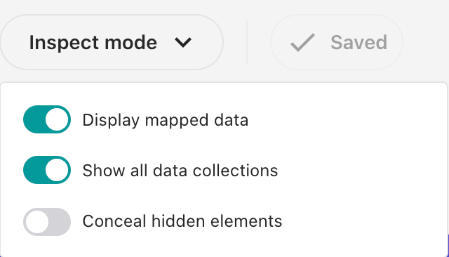 Screenshot of the Preview / Inspect mode menu Screenshot of the Preview / Inspect mode menu