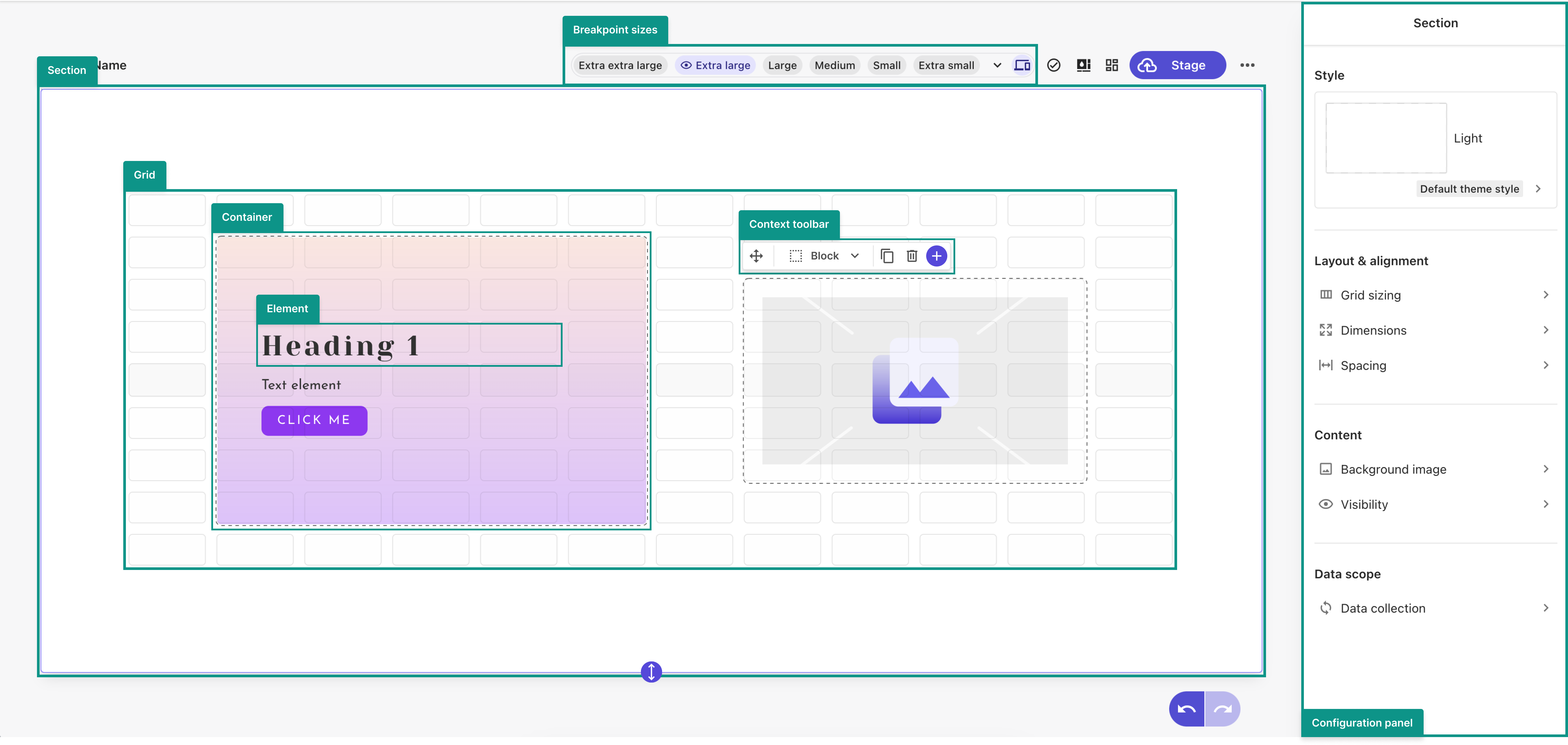 Illustration of the key terms in the Component builder. Illustration of the key terms in the Component builder.
