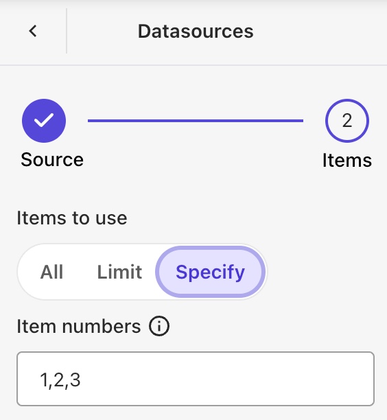 Additional options are available when the component has been configured to accept an array of data as data source Additional options are available when the component has been configured to accept an array of data as data source