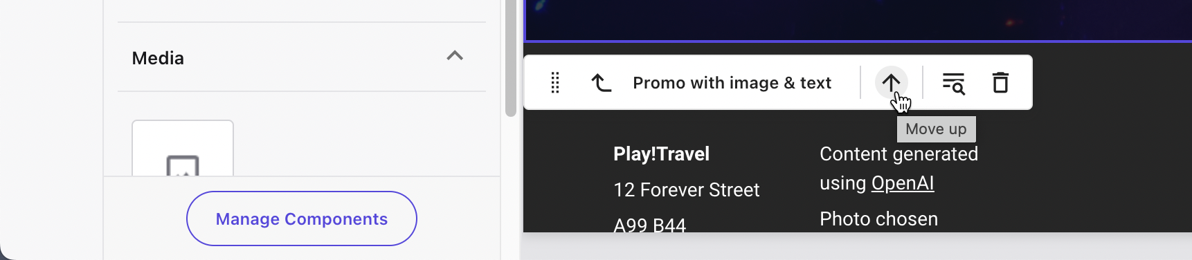 Screenshot of a component tab. Screenshot of a component tab.