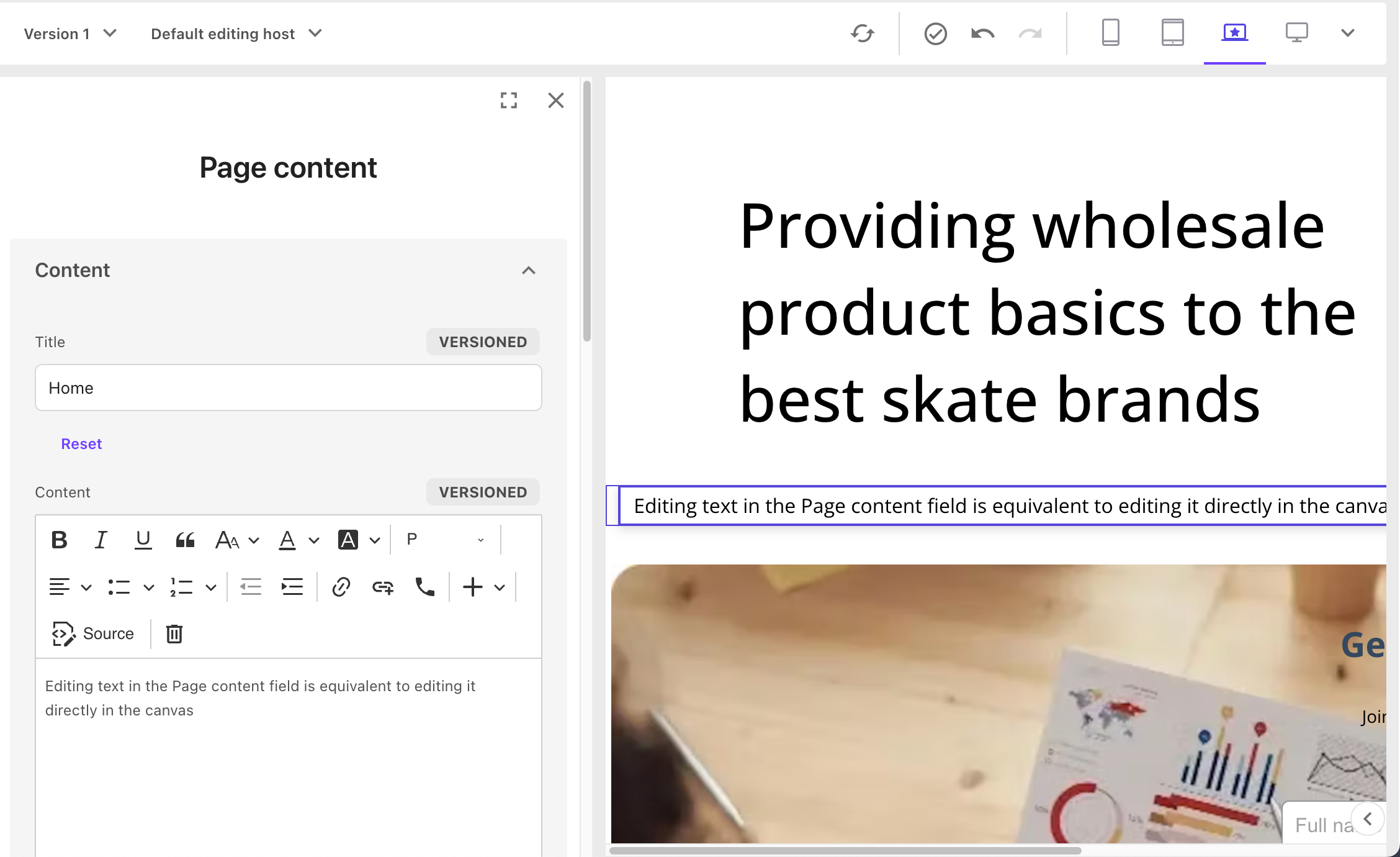 The Page content pane The Page content pane