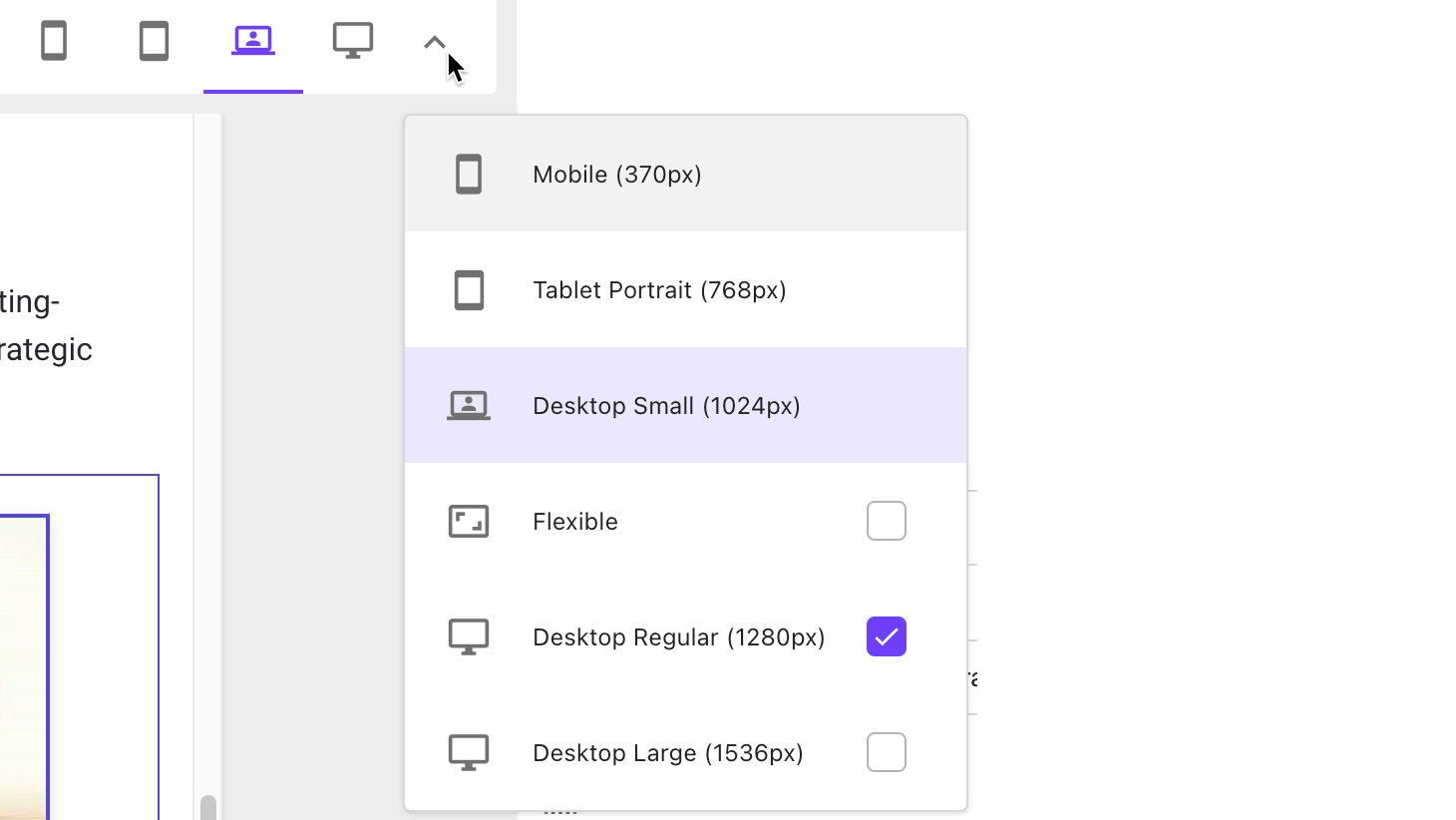 Click on the arrow to open the list of device types. Click on the arrow to open the list of device types.