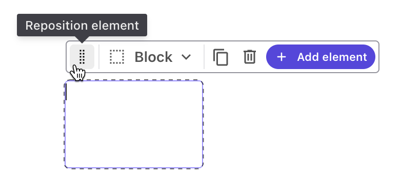 Screenshot of a block being repositioned Screenshot of a block being repositioned