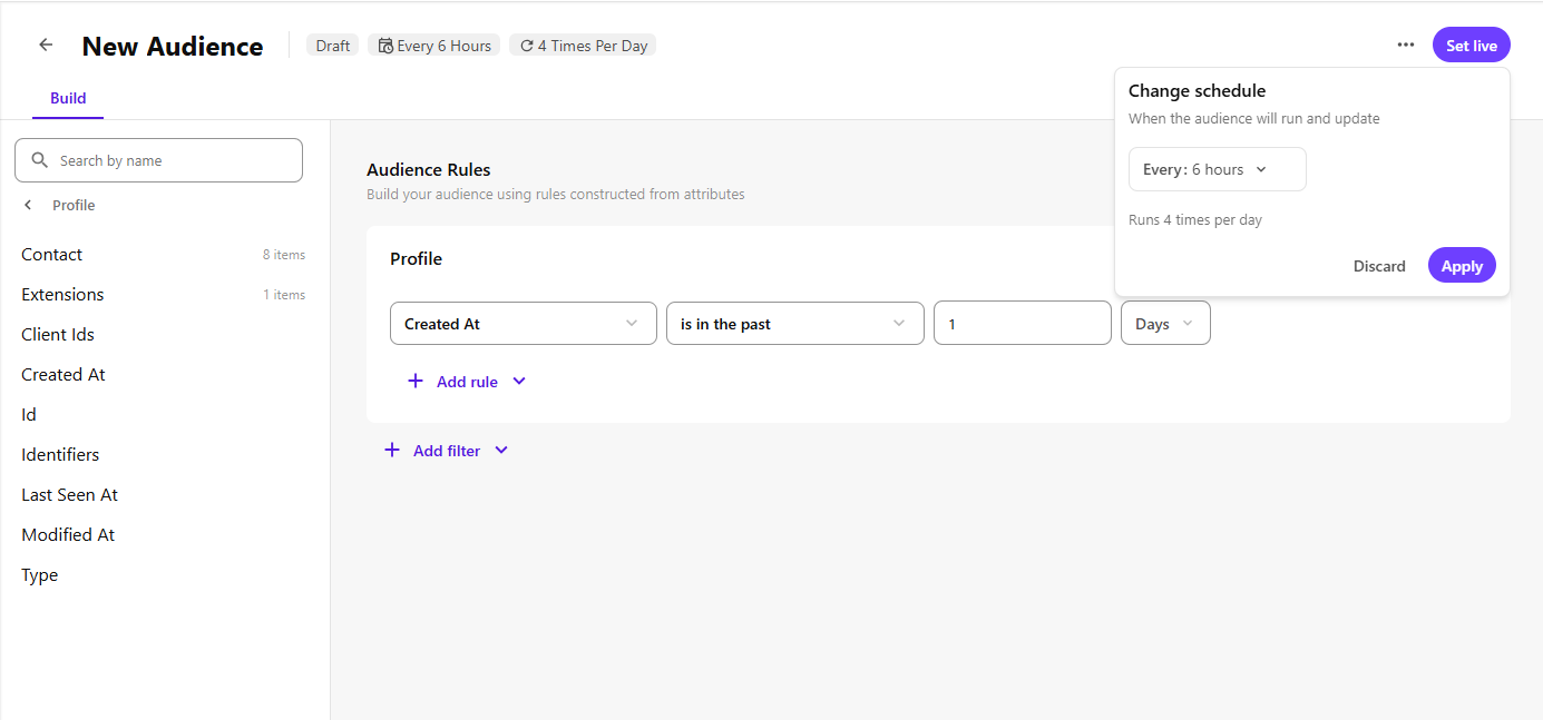 Click Change schedule and select the recalculation interval.