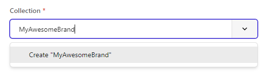 The Collection field that appears when you create a website