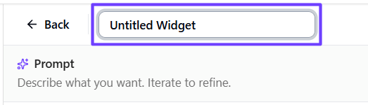 Widget page showing the title field