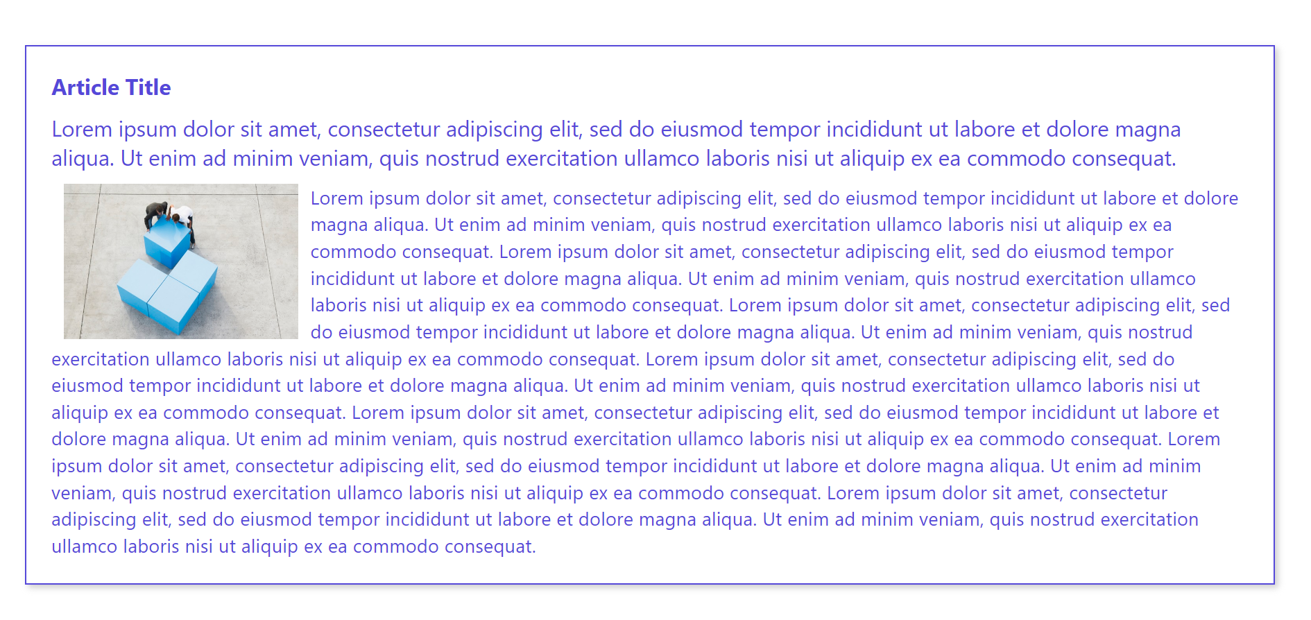 Screenshot of a styled ArticleCard primitive component.