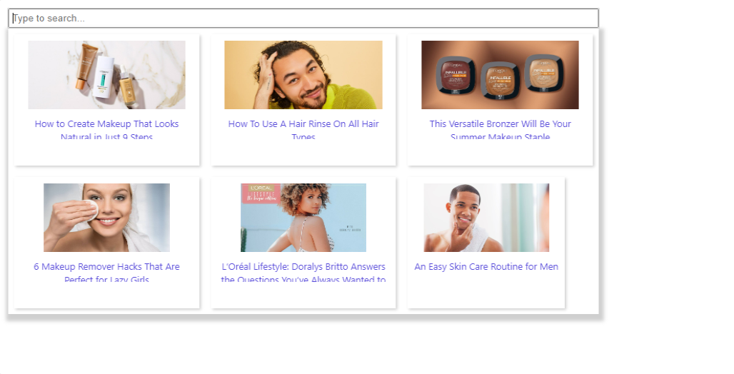 Screenshot of a basic preview search widget. Screenshot of a basic preview search widget.