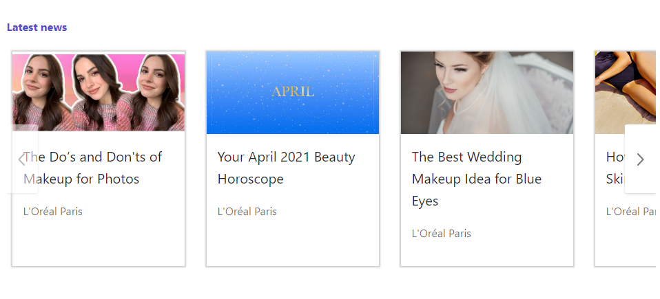 Screenshot of a horizontal recommendation widget.
