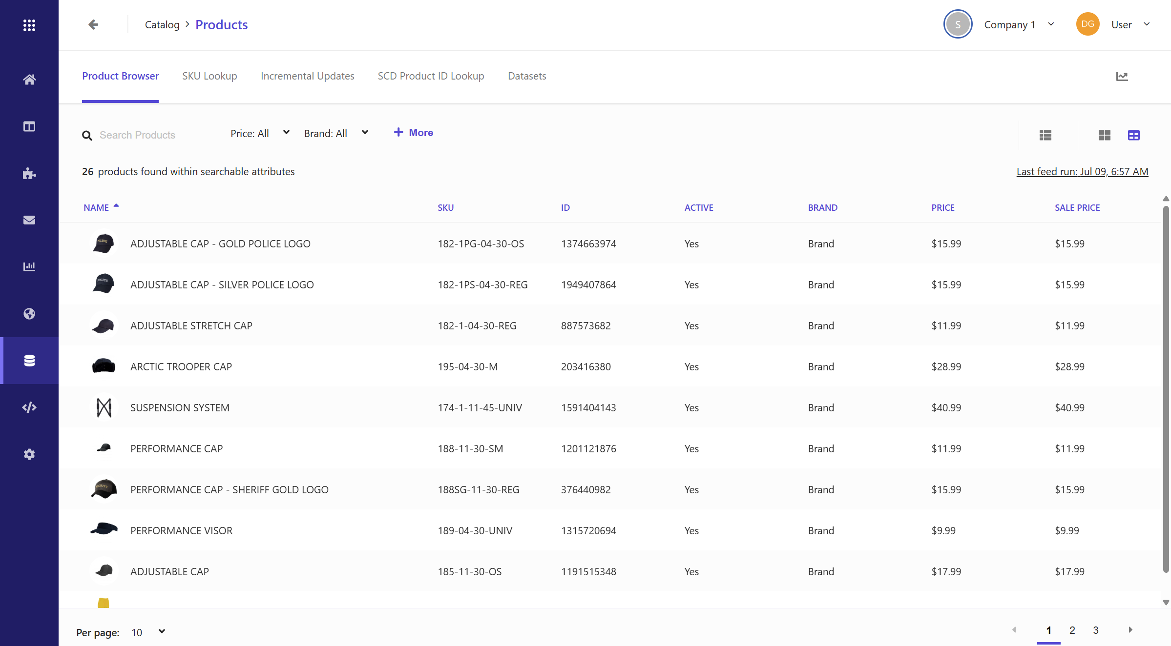 Datasets at the Product entity level.
