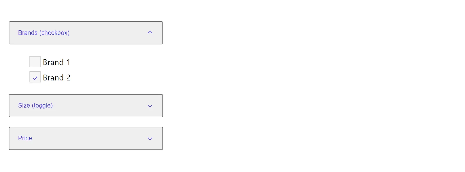 Screenshot of a styled AccordionFacets primitive component. Screenshot of a styled AccordionFacets primitive component.