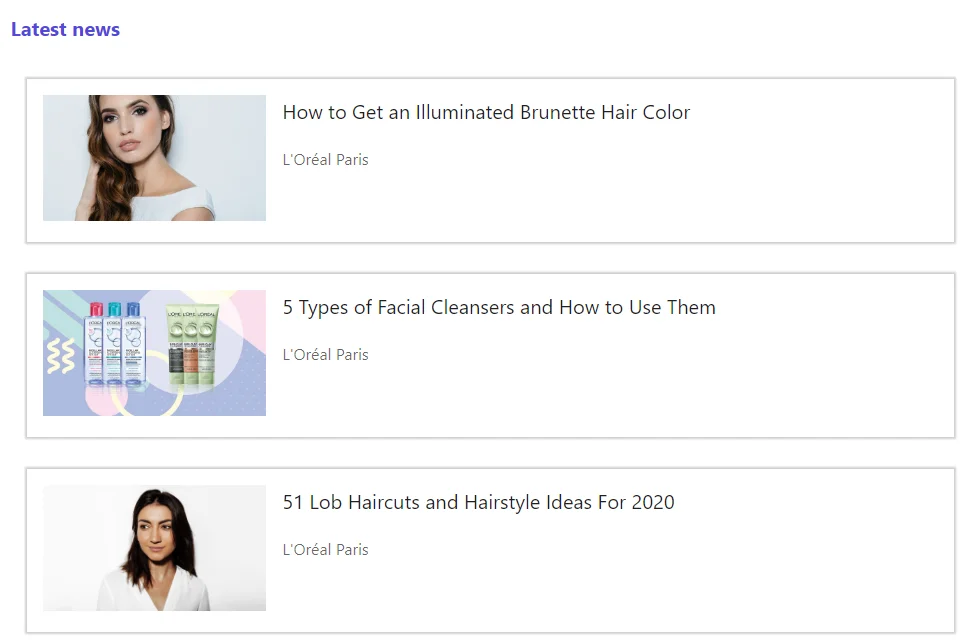 Screenshot of a vertical recommendation widget. Screenshot of a vertical recommendation widget.